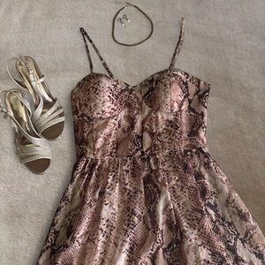 Victoria's Secret Pink & Brown Snake-Print Strapless Dress